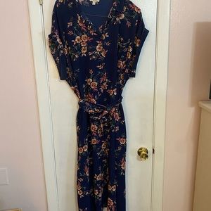Navy floral shirt-dress